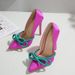 Cross-border Foreign Trade Fashion Rhinestone Bow Pointed Toe High-heeled Shoes For Women, Thin Heel, Shallow Cut,_vogvips.com