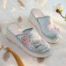 Thick Sole With Sloping Heels, Fashionable Bun Half Support Fabric, Mesh Embroidered Shoes, Sandals, And Slippers For_vogvips.com