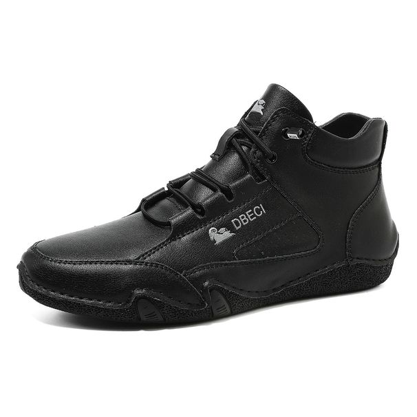 High-Top Fleece-Lined Warm Men's Shoes, Men's Casual Shoes, First-Layer Leather Martin Boots For Men_vogvips.com