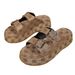 Women's Plus Size Platform Slippers Khaki Color Rose Print Lightweight Comfortable Slippers_vogvips.com