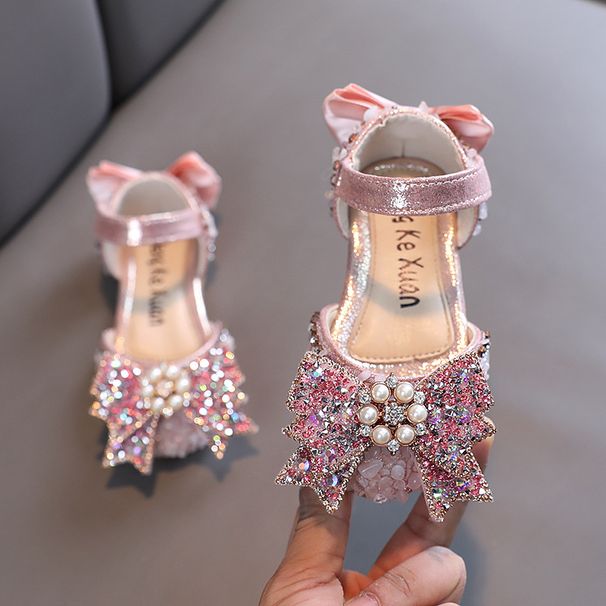 Rhinestones Soft Soled Girls' Sandals Princess Shoes Children's Shoes Spring Style Girls' Leather Shoes_vogvips.com