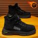 Winter Men's Shoes, Fleece-Lined High-Top Work Shoes, Trendy And Versatile, Thick-Soled, Non-Slip, Extra-Thick, Warm Cot_vogvips.com