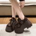 Muffin Shoes Platform Loafers Women's Belt Buckle Loafers Heightening Single Shoes_vogvips.com