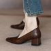French-style Chunky Mid-heel Women's Shoes, 2025 Autumn New Model, Leather Square-toed Shallow Slip-on High-heeled Shoes_vogvips.com