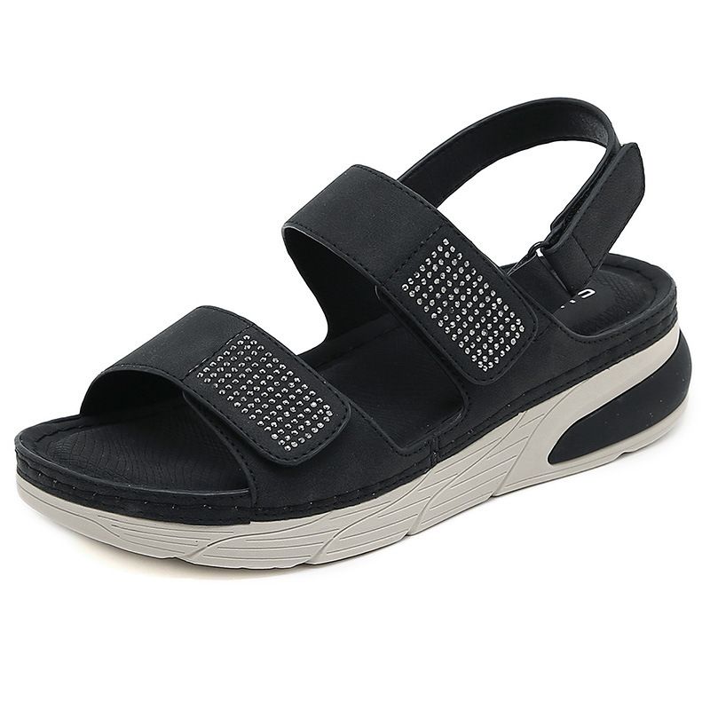 8275-3 New 2025MD Lightweight Sandals Casual Sports Rhinestone Thick Sole Velcro Stitching Large Size Women's Shoes_vogvips.com