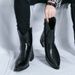 Martin Boots Men's High-top Shoes Pointed Short Boots Medium Tube Heightening Zipper Casual Leather Boots_vogvips.com