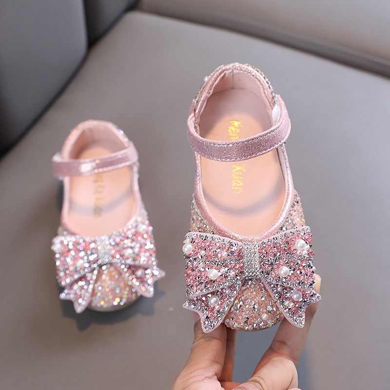 Girls Princess Baby Little Big Boys Girls Bow Single Shoe Leather Dance Show Shoes_vogvips.com