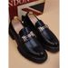 Euro Step New Thick-Soled Brogue Business Casual Height-Increasing Men's Leather Youth Breathable Slip-On Trendy British Pointed_vogvips.com