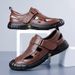Men's Sandals 2025 Summer New Hollow Breathable Hole Men's Leather Anti Slip Casual Versatile Dad Shoes_vogvips.com
