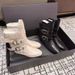 Women Boxing Boots Cowhide Version~Belt Buckle White Boxing For Women Genuine Leather Slimming Low-Cut Riding Western Boots_vogvips.com