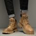 Outdoor Mountaineering Tooling Wind High-top Cow Cashmere Martin Boots Youth Retro Rhubarb Boots_vogvips.com