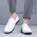 New men's bean shoes leather cowhide casual shoes soft soles soft leather shoes white breathable shoes men's shoes_vogvips.com