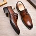 British Style Buckle Monk Men's Trendy Top Layer Cowhide Carved Brogue Gentleman Formal Business Pointed Leather Shoes_vogvips.com