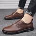 Men's Shoes Casual Pattern Leather Shoes Men's Soft-faced Leather Lace-up Flats_vogvips.com