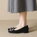 French Thick Heel Single Shoes Women's Black Work Rhinestone High Heels_vogvips.com