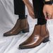 Men's Chelsea Boots Business Casual Leather Shoes Low-Cut Comfortable Slip-On For Work & Daily Wear (Black/Brown)_vogvips.com