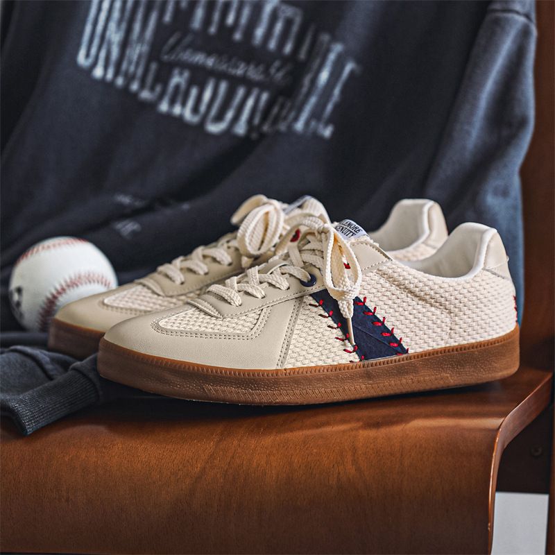 New Men's Baseball Trainers, Sports Sneakers, Versatile Retro Old Money Style White Shoes, Thin-soled Casual Shoes_vogvips.com