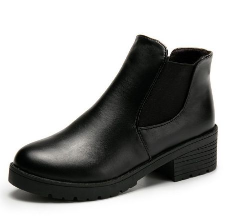 ShoeVault 2022 Short Low Heel Martin Boots Autumn Winter New Fashion Small Leather Round Toe Women's Shoes Manufacturer_vogvips.com