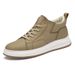 First Layer Cowhide Board Shoes Men's Genuine Leather Casual Breathable Leather Shoes Men's Thick-soled Medium-top White Shoes Men_vogvips.com