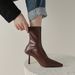 Soft, Soft, Huge, Comfortable, Brown Pointed, Slim, High-heeled, Skinny, Elastic Socks, Boots, Sexy Women's Short Boots_vogvips.com
