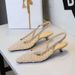 Pointed Single Shoes, Low-heeled Mesh Yarn, Breathable, Hollowed Out, Rear Strap Women's Shoes_vogvips.com