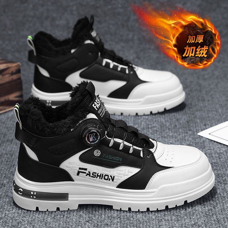 European Warm Series Fleece-Lined Thickened Martin Boots Winter New Style Personality Knob Lace-Up Leather Surface Cold-Proof Warm_vogvips.com