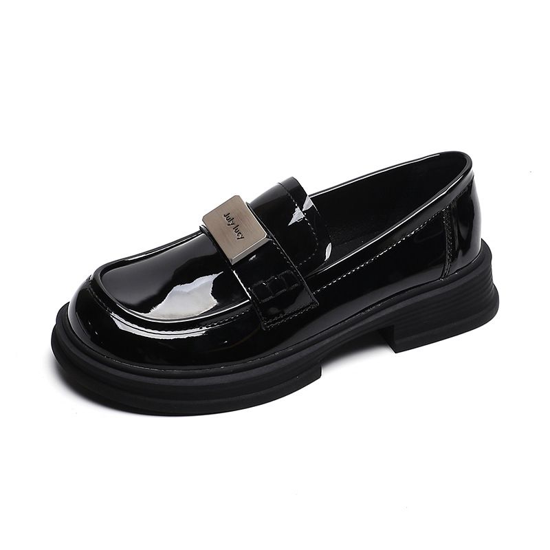Black Small Leather Shoes Women's Retro New College Style Loafers Soft-soled Single Shoes Women_vogvips.com