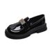 Black Small Leather Shoes Women's Retro New College Style Loafers Soft-soled Single Shoes Women_vogvips.com