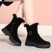 Women's Snow Boots, Women's Cotton Shoes, Thick Sole, Anti Slip Soft Leather, Wool Short Boots For Women_vogvips.com