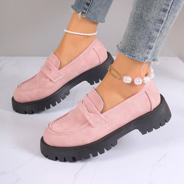 Spring And Autumn New Le Fu Large Size Sponge Cake Thick Bottom Set Casual Single Solid Color Fashion Lazy Shoes_vogvips.com