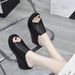 New Sandals Slippers Black Wedge Platform Open Toe Women Orthopedics Thick Bottom Beach High Heels Slides_vogvips.com