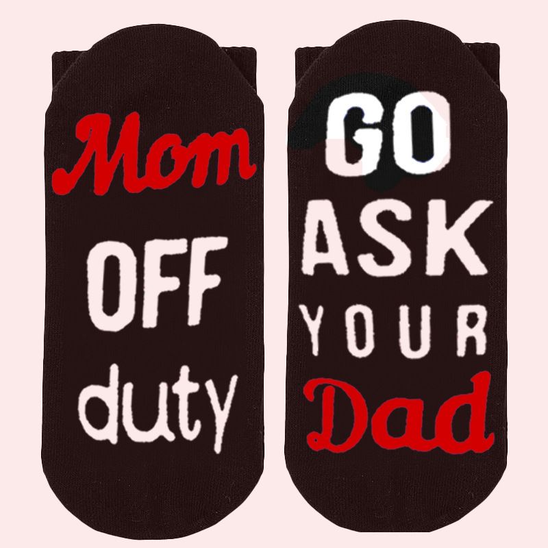 Mid-tube socks Creative cotton socks sole letter two-color non-slip adhesive floor socks_vogvips.com