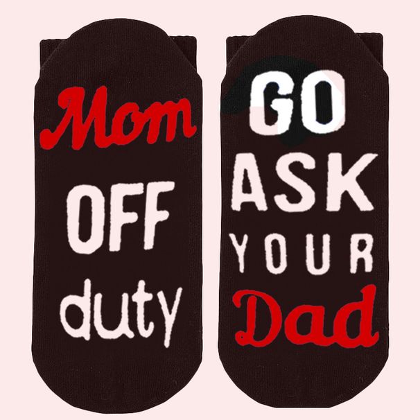 Mid-tube socks Creative cotton socks sole letter two-color non-slip adhesive floor socks_vogvips.com