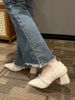 Sharp Pointed Single Shoe Women's Thick Heel 2025 Spring New Pearl Versatile Shallow Mouth Gentle Fairy Style Side Empty_vogvips.com