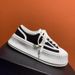 Women's Lace-Up Casual Sports Shoes Thick Sole Height-Increasing Outdoor Chunky Sneaker Vacation Breathable Student Shoes, Flat-Bottomed Walking Shoes_vogvips.com
