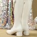 326-36 Pointed Thick Heel Martin Boots, Casual, Fashionable, Elegant, Personalized, Denim Versatile Women's Boots_vogvips.com