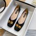 Genuine Square Toe Low Heel Single Shoes For Women Autumn Winter New Metal Buckle Shallow Mouth Leather Grandma_vogvips.com
