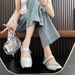 In Stock Silver Shallow Mouth Flat Ballet Mid Heel Small Square Toe Single Lazy Style Korean Retro German Training Shoes_vogvips.com