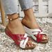 Large Size Flat Bottomed Slope And Casual 2025 New Cross Thin Strap Solid Color Exposed Toe Fish Mouth Slippers_vogvips.com