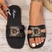 Women's Shoes Summer Women's Flat Sandals, Fashionable Flat With Metal Buckle, Vacation Style, One Strap, Wearable Slippers._vogvips.com