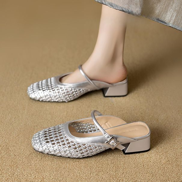 Chunky Heel Mary Jane Slippers, Women's Outdoor Wear, Hollow Out Design, Perfect For Skirts, 2026 Summer New Style Hot Selling Sandals_vogvips.com