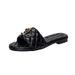 Women's Shoes Letter C Metal Buckle Flat Slippers And Slides Casual Quilted Embroidered Beach Sandals_vogvips.com