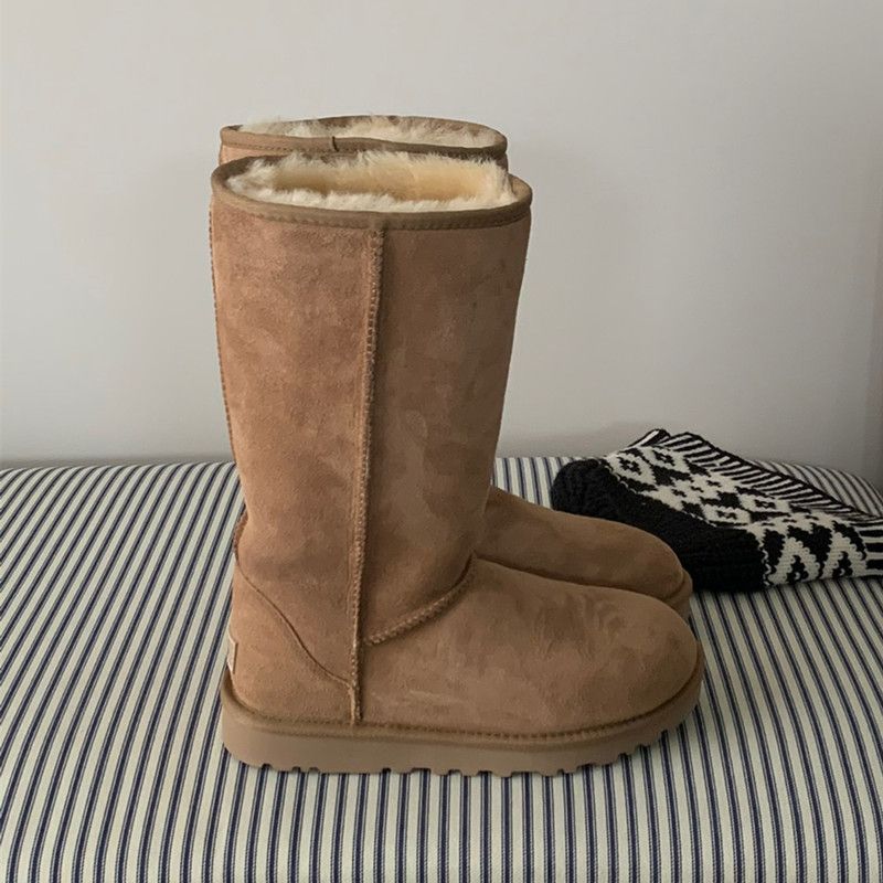 Henan Sangpo 5815 Tall Sheepskin Integrated Snow Boots Women's Boots Autumn And Winter Snow Shoes Cotton Boots Warm And Thickened_vogvips.com