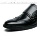 Euro Step Large Buckle 38-48 Size Brogue Leather Slip-On Formal Men's Height-Increasing Shoes_vogvips.com