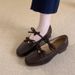 Handmade Soft Leather Square Toe Retro Bow Mary Jane Shoes For Women, Slip-On Low Heel French Ballet Style Flats_vogvips.com