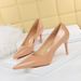 9511-A6 European And American Style Fashion Simple Thin Heel Glossy Patent Leather Shallow Mouth Pointed Toe Women's_vogvips.com