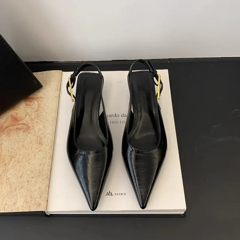 Summer Pointed Toe Women Sandals Fashion Singbacks Mules Shoes Ladies Elegant Low Heel Stripper Party Sandalias_vogvips.com