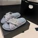 Small C Fragrance Brand Style Flat For Women Cross Strap Quilted Magic Tape Height Increasing One-Word Slippers San_vogvips.com