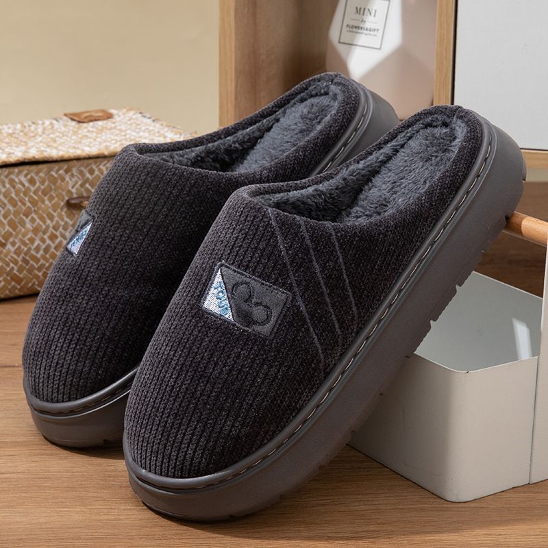 Men's Autumn Winter Cotton Slippers Home Thick Sole Non-Slip Warm Household Women New Material EVA Manufacturer Plush Slippers_vogvips.com