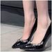 2025 Spring New French Style Elegant Women's Black Closed-Toe Sandals, Fairy Patent Leather High Heels Thin Heel And_vogvips.com